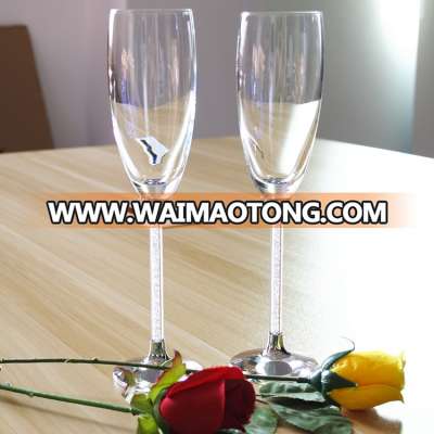 Customized Logo Wedding Crystal Glow Champagne Wine Glass Size