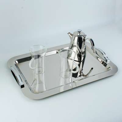 Charming vintage style party stainless steel food safety Rectangle serving tray plate solar crystal element with Crystal Diamond