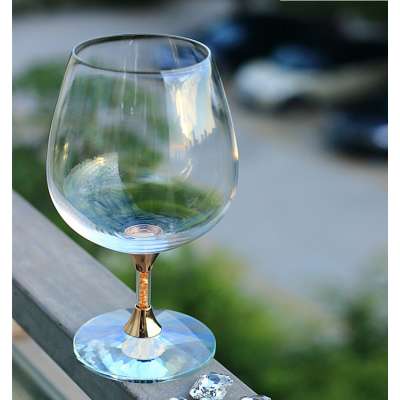 wedding brand wine glass lead free clear crystal drinking wine glass with gold crystal stem