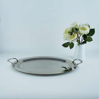 stainless steel serving tray with crystal elements (oval)