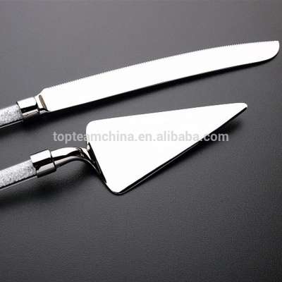 zinc alloy wedding cake knife and server set with crystals