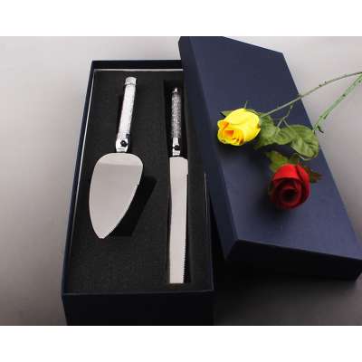 Wedding Cake tools crystal wedding cake server set Stainless Steel Wedding Party Cake Knife and Server Set in clear drill