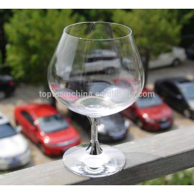 Hand-made cheap silver foil stem crystal brandy wine glasses for home and party celebration