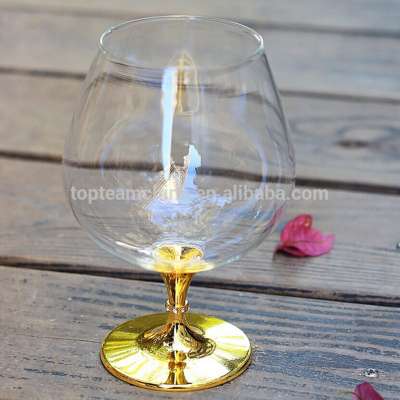 Glass Drinkware Type and Eco-Friendly Feature clear crystal 680ml slant drinking glass with lid imitation gold stem