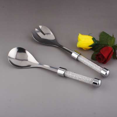 Custom stainless steel cutlery set with white handle buy bulk dinnerware sets tableware with diamond