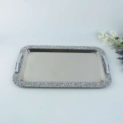 stainless steel serving tray/plate with crystal element