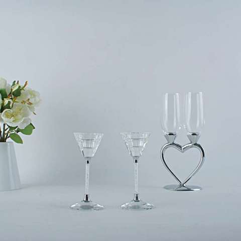 High quality brass candlestick/ glass candle container/candlestick crystal of wine glass for wedding