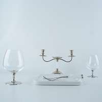 handmade clear lead free crystal brandy drinking glass set with metal stand