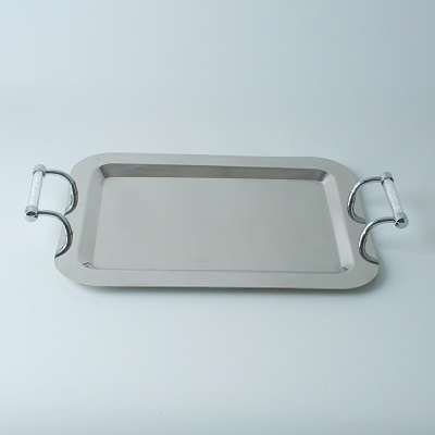 stainless steel food serving tray/plate with crystal element